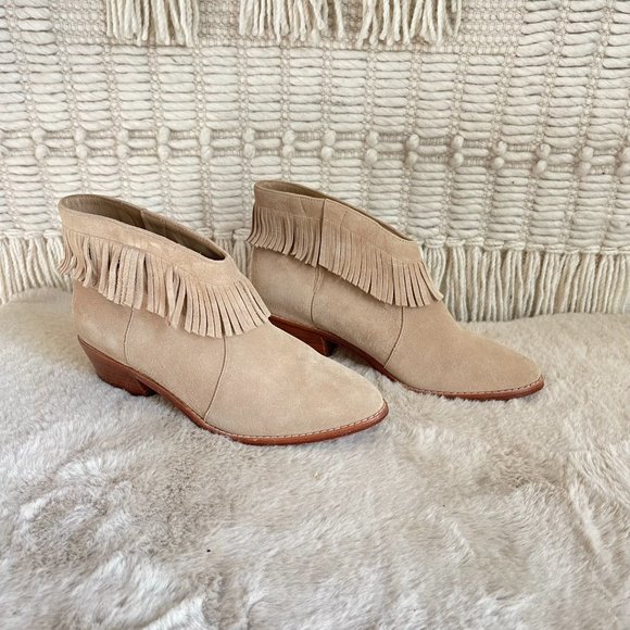 Joie Loren Suede Fringe Booties Size 9 - Picture 4 of 13